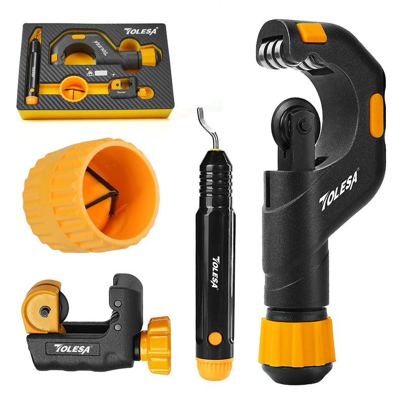 TOLESA Pipe Cutter Tool 1/8''-2'', Heavy Duty Mini Copper Pipe Cutters With Deburring Tools Pipe Reamer, Speed Cutting Tubing Cutter For Copper, Aluminum, PVC, Thin Stainless Steel Pipe 4 In 1