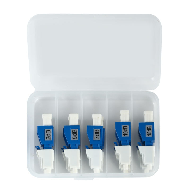 10 Pack Single Mode Fiber Optic Attenuators – 2dB, 5dB, 7dB, 10dB, 15dB, LC/UPC Fiber Attenuator Ideal for Communication & Data Centers LC-UPC