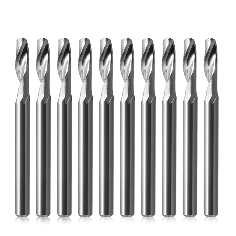 1/8 Single Flute Carbide Up Cut ,End Mill Single Flute Spiral Router Bit Milling Cutter with 1/8 Inch Cutting Diameter Router Bit Set for Aluminum Cutting Pack of 10 (3.175x3.175x10mm) 3.175x3.175x10mm