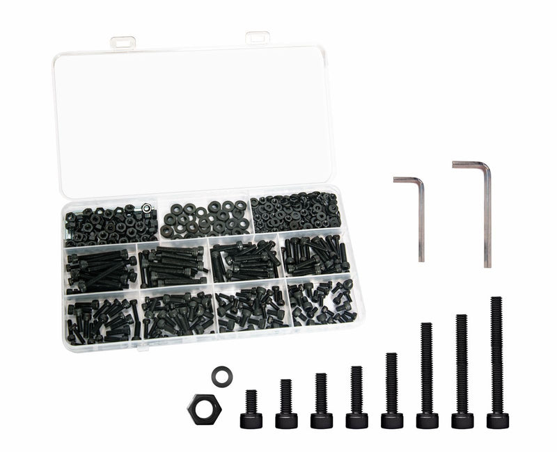 527 Pcs M4 M3 Metric Screws Assortment Kit, Machine Screw Assortment, Nuts and Bolts Assortment 12.9 Grade High Strength Carbon Steel Black 16 Sizes 6mm 8mm 10mm 12mm 16mm 20mm 25mm 30mm