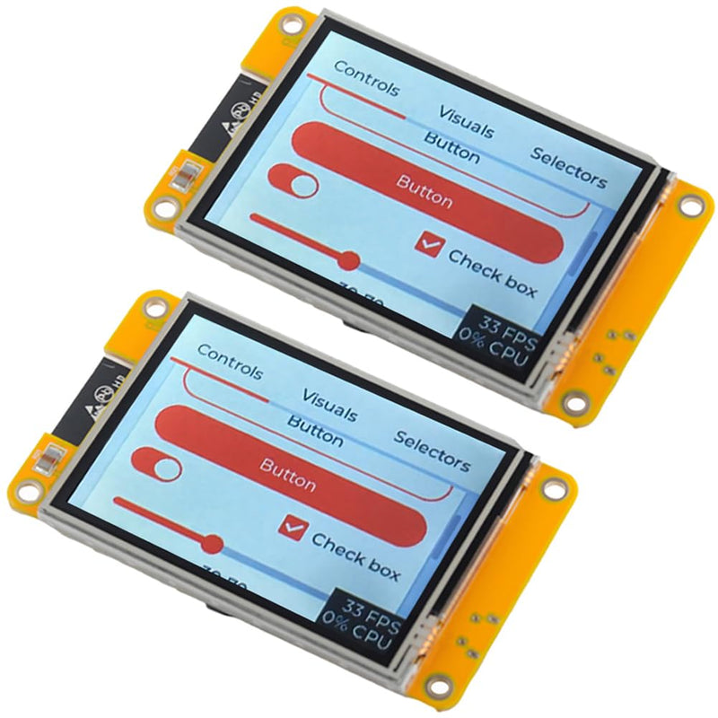 2.8 inch ESP32-2432S028R ESP32 Yellow Display - 9341 Resistive Touchscreen 240x320 TFT LCD Module CYD Development Board for Arduino IDE (Pack of 2)