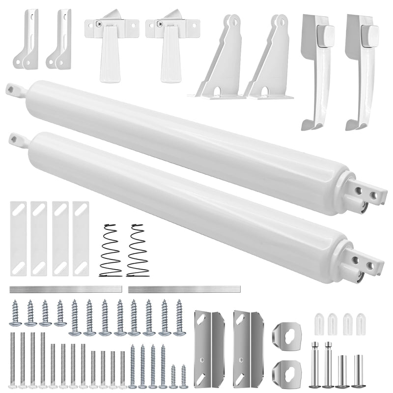 2 Sets Storm Door Closer Screen Door Shock Replacement Screen Doors Hydraulic Arm Replacement Heavy Duty Pneumatic with Handles Adjustable Closing Cushion Speed for Storm Screens Security Doors, White