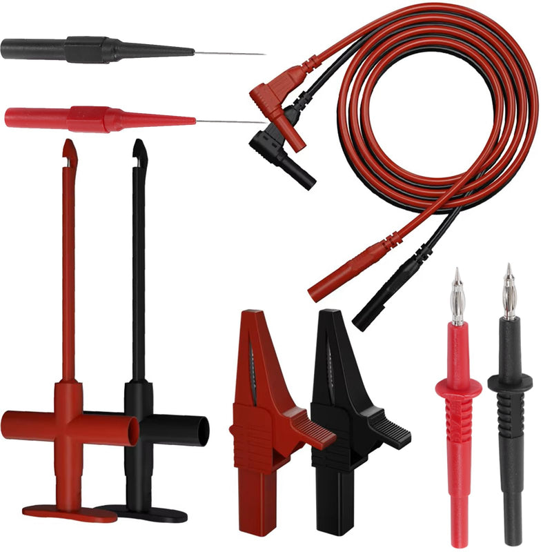 Banana Plug Multimeter Test Lead Kit, Eectrical Alligator Clips Probe Test Kit,19A JT8001‑1 Crocodile Clip Puncture Probe Wire Piercing Probe Clip Multimeter Accessories for Electronic Repair