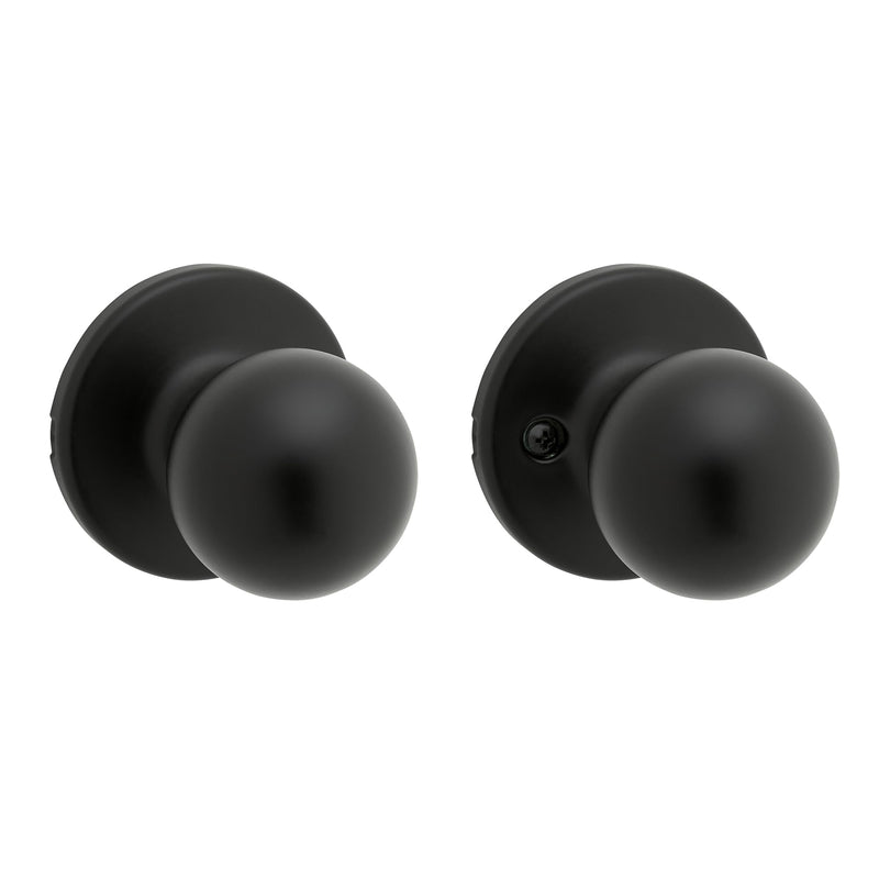 Kwikset Polo Interior Passage Door Knob, Handle for Closet and Hallway Doors, Non-Locking Doorknob in Matte Black, with Microban Protection 1 Pack