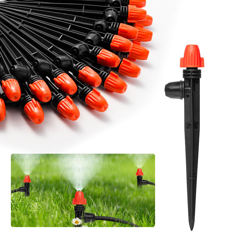 Drip Irrigation Emitters for 1/4" Tubing: Adjustable 360 Degree Drip Spray Emitters with Lock Barbed - Misting Drippers with Stake for Garden Watering System(30pcs) 30pcs Drip Emitters with Lock Barbed