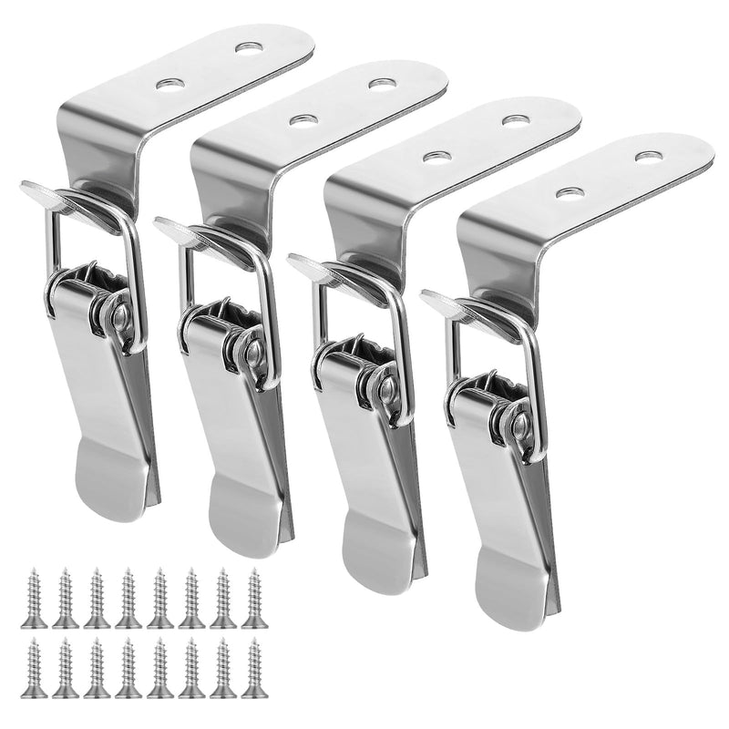 4PCS 90 Degree Tool Box Hood Locks Latches, Stainless Steel Spring Loaded Toggle Latch Catch Catch Hasp Clamp Clip Lock with 16 Screws for Wooden Case Toolboxes Cabinet Chest