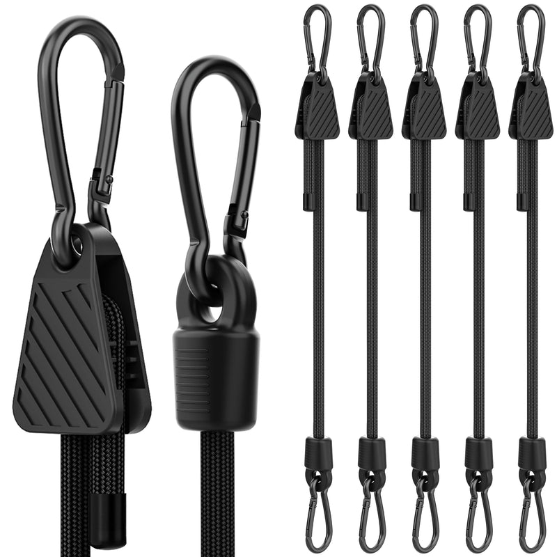 Adjustable Bungee Cords with Hooks, 6 Pack Heavy Duty Outdoor Carabiner Bungee Cord, Black Super Elastic Bungee Straps Easily Adjust from 7" to 36", Great for Cargo, Camping, Bike Racks, Tents 36 inch-6 pcs