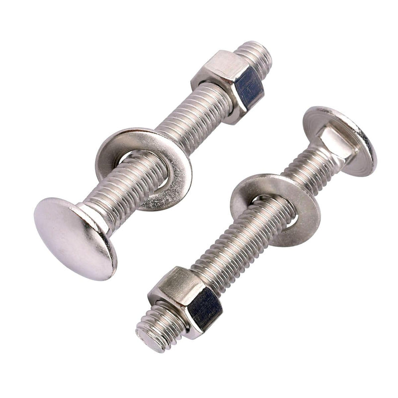 8 Sets 5/16-18 x 2-1/2" Carriage Bolts Screws Round Head Square Neck and Hex Nuts, Flat Washers 304 Stainless Steel 18-8 Full Thread, Silver 5/16-18 x 2-1/2" (8 Sets)