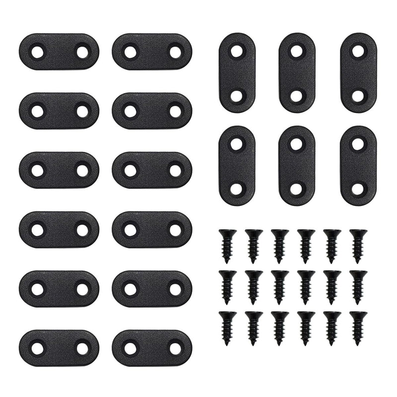 20 Pack Straight Brace, Flat Straight Bracket with Screws, Stainless Straight Flat Brace, Repair Bracket, Flat Plate Straight Bracket, Stainless Steel Straight Bracket (Black) Black