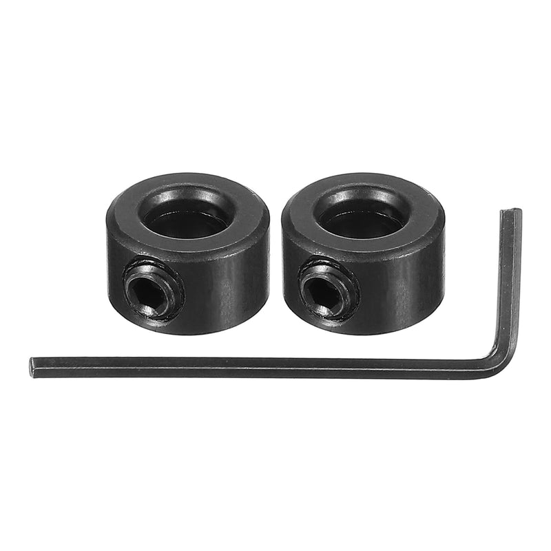 PATIKIL Bore 1/4" Shaft Collar 1/2" OD 5/16" Thickness, 2 Pack Carbon Steel Landing Gear Stopper Wheel Collar with Set Screw & Wrench for Machine Tool Industry, Silver 1/4"x1/2"x5/16" Black