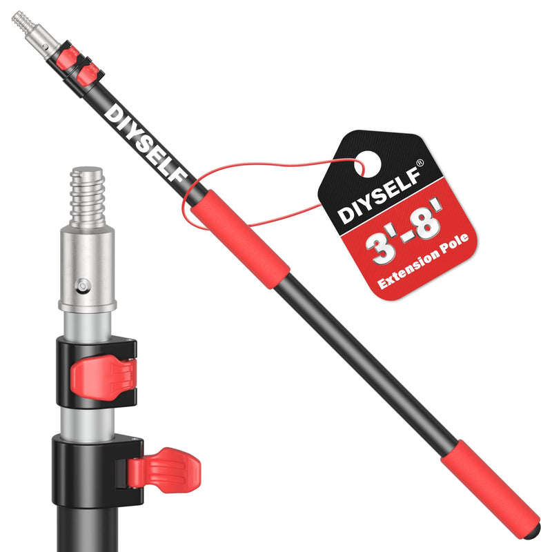 DIYSELF 8 FT Paint Roller Extension Pole, 3.2-8 Ft Aluminum Alloy Pole