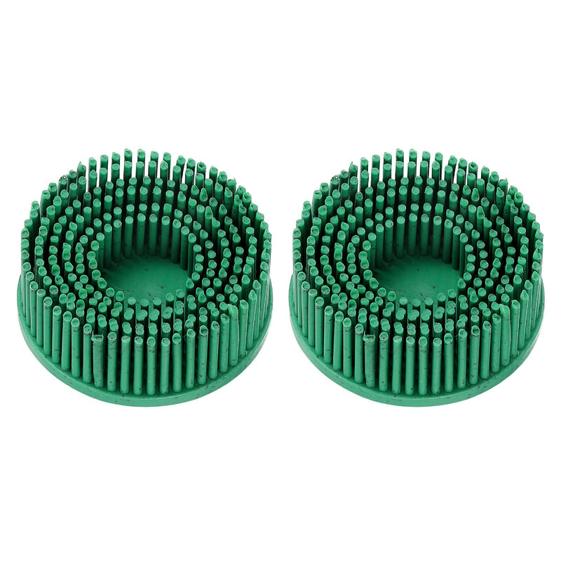 HARFINGTON 2pcs Bristle Disc 2" 50 Grit R-Type Abrasive Brush Coarse Bristle Disc Deburring Electric Disc Brush Attachment Abrasive Coating Removal Disc for Metal, Green