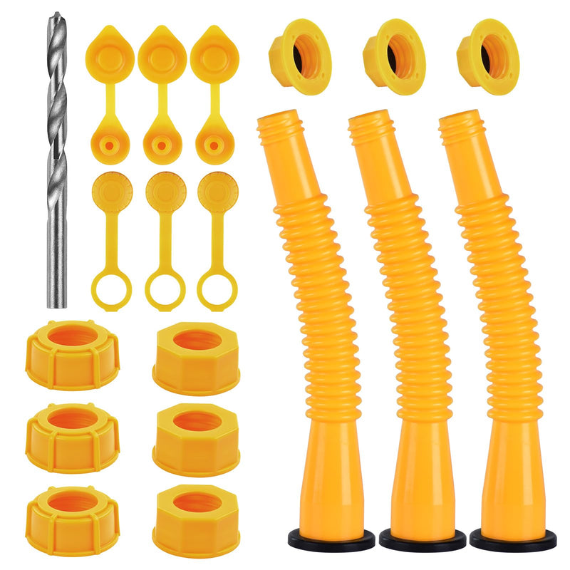 Gas Can Spout Replacement, Replacement Gas Can Spout. Gas Can Nozzle (3 Kit-Yellow) All gaskets are installed and ready to use upon receipt. For 1/2/5/10 gallon gas can. Easy and convenient to use