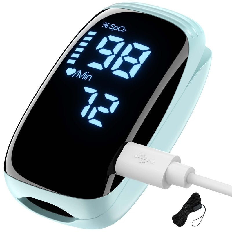 Finger Pulse Oximeter, Fingertip Blood Oxygen Saturation with Pulse Monitor Rechargeable, Accurate Spo2 Reading for Home, Outdoor Sports，Blue