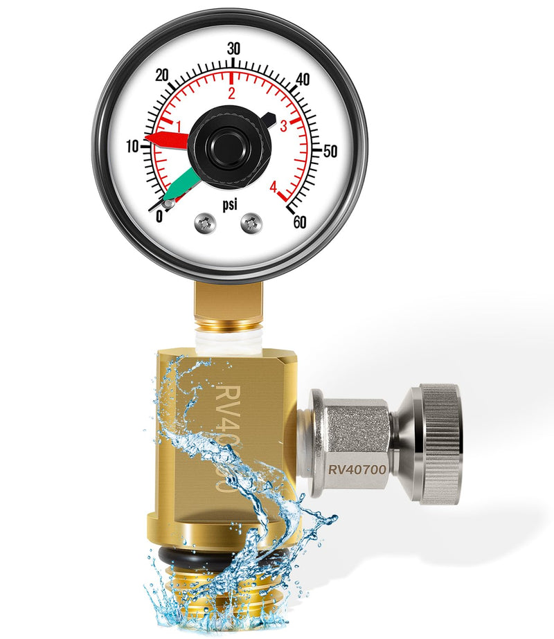 98209800 High Flow Manual Relief Valve/Air Relief Manual Valve Assembly with Pressure Gauge, Replacement for Pool and Spa Filter (RV40600 (98209800 Brass)) RV40600 (98209800 brass)