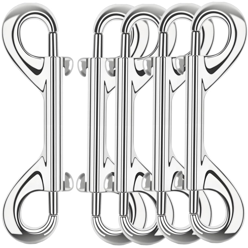 5 PCS Double Ended Snaps, 3.5 Inch Zinc Alloy Trigger Bolt Snaps Hooks, Silver Double Ended Metal Clips for Pet Dog Leash, Water Bucket, Carabiner, Key Holder, Home Use