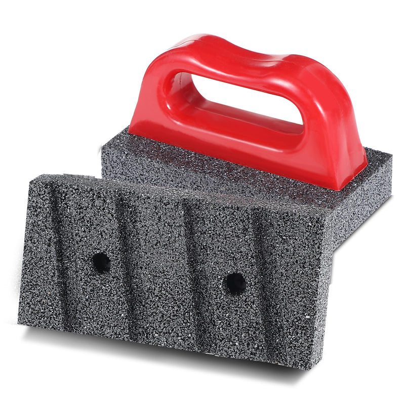 Red Rub Brick with Handle, Fluted 20-Grit Carbofrax Surface Concrete Tools Masonry Tools Smoothing Cleaning Removing Marks Tool (1 Pcs) 1 Pcs