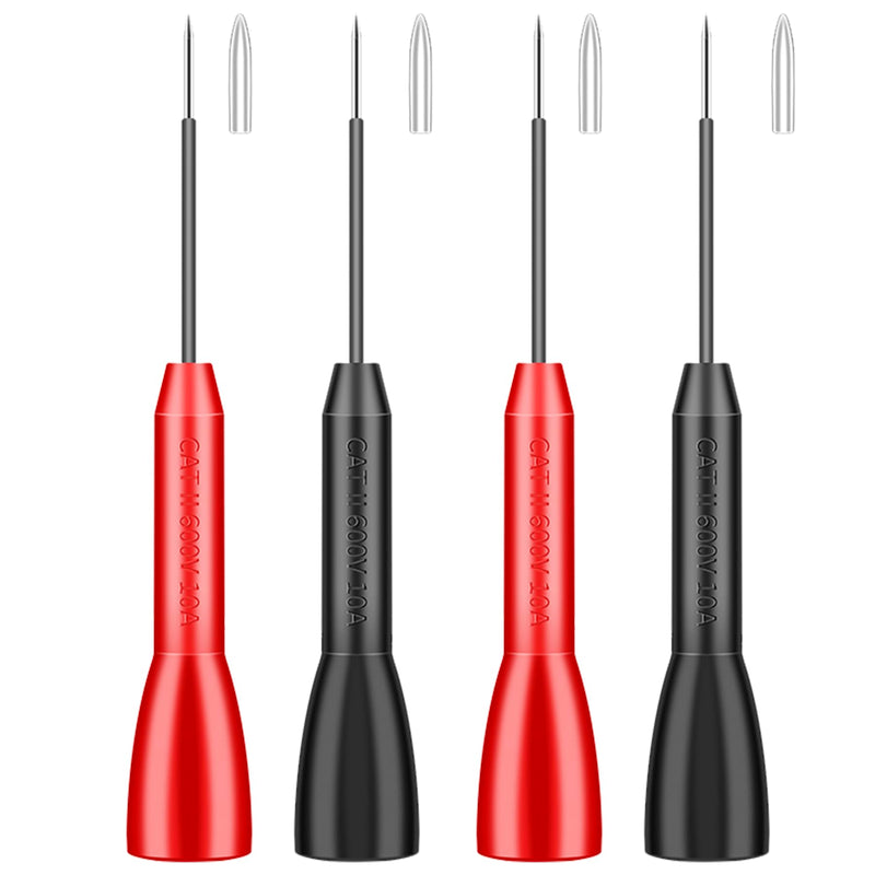 4 Pack 2mm Extended Needle Test Probes, 600V/10A Non-Destructive Insulation Wire Piercing Needles Stainless Steel Extra Thin Electrical Needle multimeter Probes for Fluke Meter Test Leads tl71 tl75
