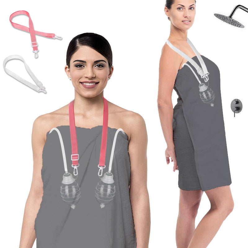 Shower Lanyard for Mastectomy Drain Holder with Hook 2PCS Quick Dry JP Drain Holders for After Breast Surgery Skin Friendly Drain Holder After Tummy Tuck Adjustable Mastectomy Recovery Supplies White and Pink
