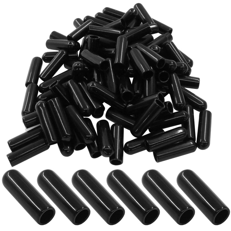 60PCS Vinyl Flexible Rubber End Caps, 6mm ID ID Bolt Screw Thread Protectors (Black) Black 60