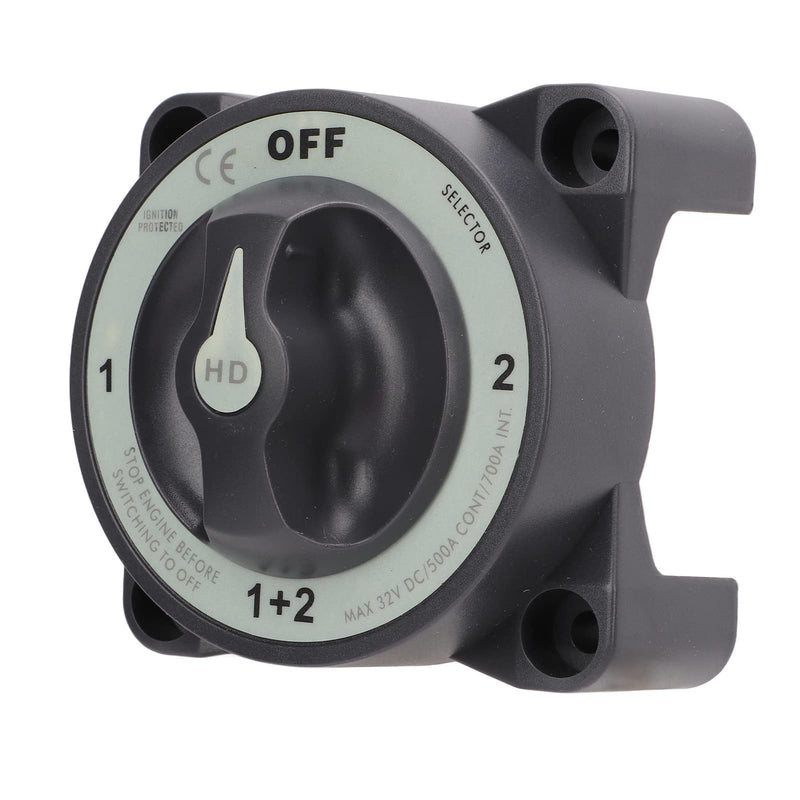 500A Battery Disconnect Switch, HD-Series Heavy Duty ON/OFF Power Disconnect Switch, 32V DC 4 Position OFF-1-1+2-2 Ignition Protected Boat Battery Switch for Marine Car RV Truck