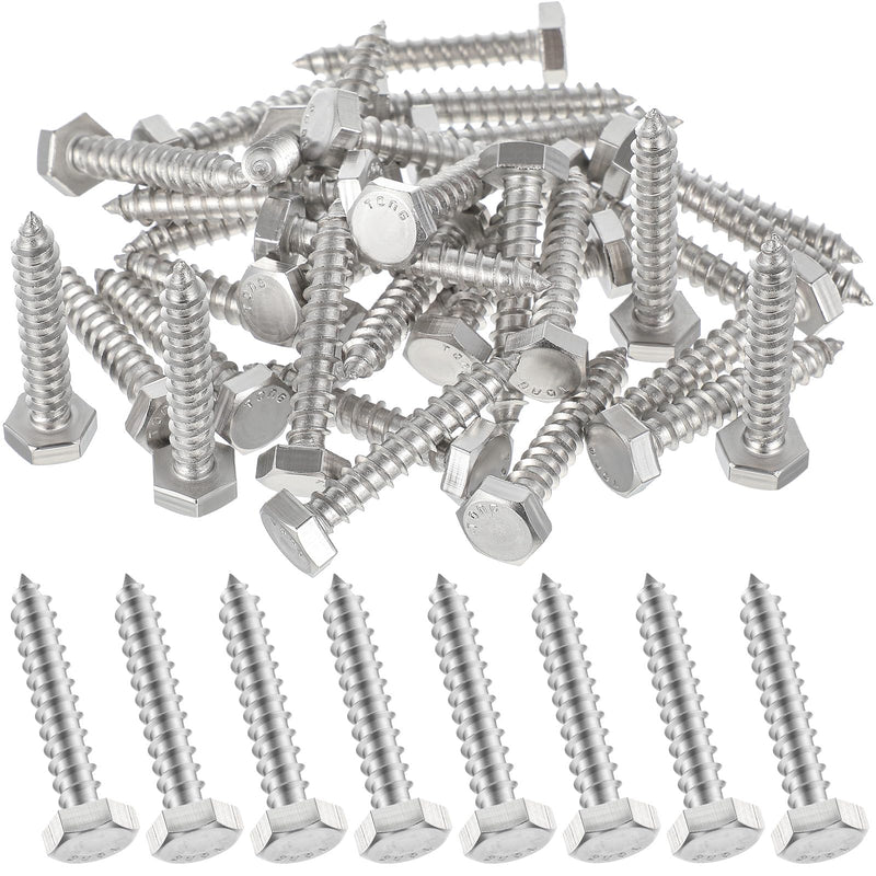 Zonon 50 Pcs 1/4" x 1-1/2" Hex Head Lag Screws 304 Stainless Steel Lag Bolts Heavy Duty Lag Screws Hexagon Head Wood Screws 1/4" X 1-1/2"