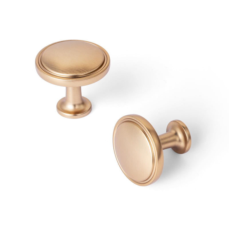 Set of 12 Champagne Bronze Minimalist Cabinet Knobs with Subtle Concave Rim Detailing Modern Luxurious Hardware for Kitchen Drawer Chanpagne Bronze