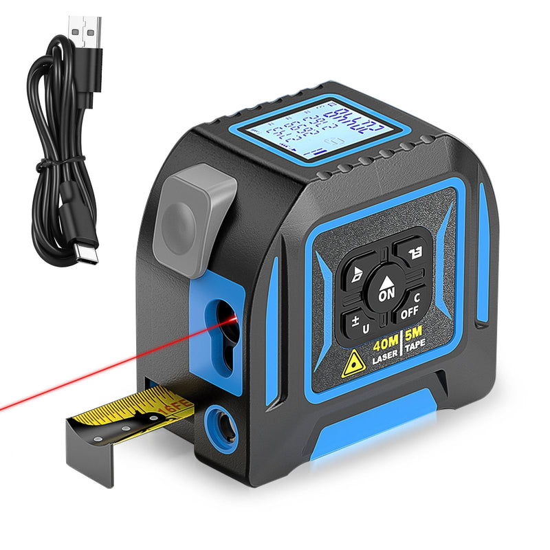 2-in-1 Laser Tape Measure, Lytool 130Ft/40m Laser Measurement Tool, 16Ft/5m Measuring Tape, Digital Laser Tape Measure with M/in/Ft/Ft+in Units, LCD Display, Self-Locking Tape, Belt Clip - NewNest Australia