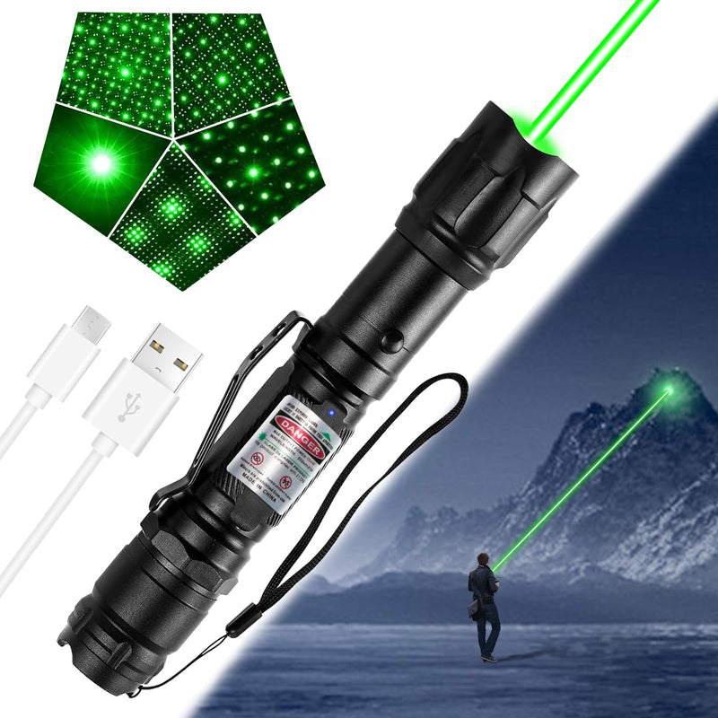 Green Light Flashlight, Long Range Dot Beam Pen Tactical Flashlights with Star Cap Adjustable Focus, Rechargeable for Outdoor Use, TV/LED/LCD Screens, Astronomy, Camping and Presentations 1