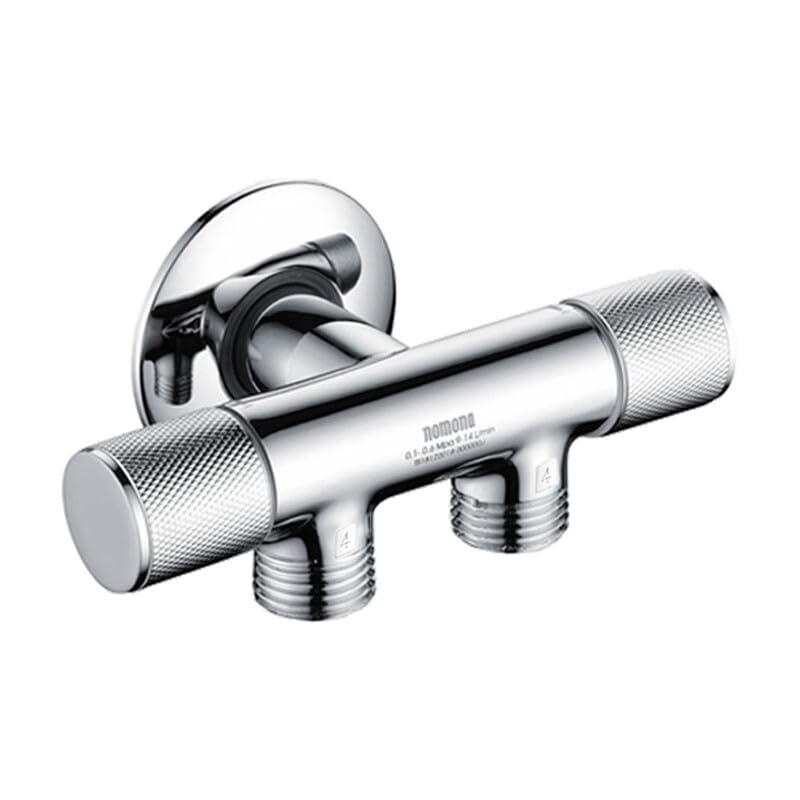Brass Chrome-Plated Water Angle Valve G1/2" Wall Connection×G1/2" Outlets Combination Valve with Backflow Preventer for Toilet, Basin, Kitchen