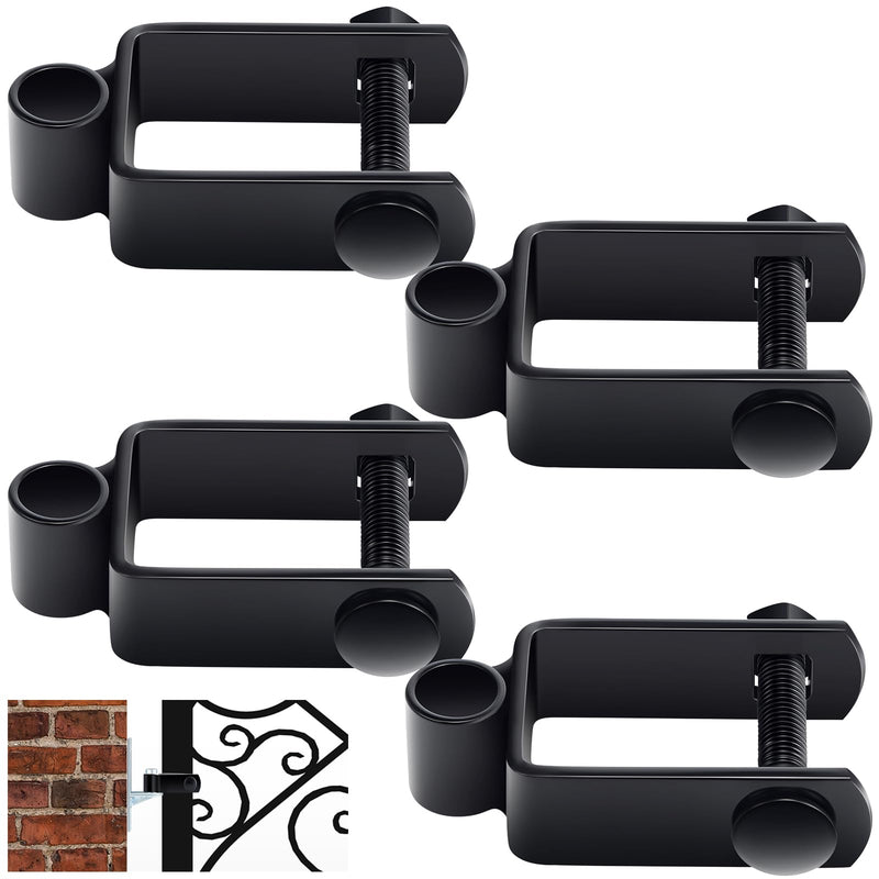 Hicarer 4 Pcs 1-1/2" x 1-1/2" x 5/8" Square Post Female Gate Hinge with Nut and Bolt, Chain Link Fence Frame Post Female Black Galvanized Steel Hinge for Repairing and Replacing Fence Gate