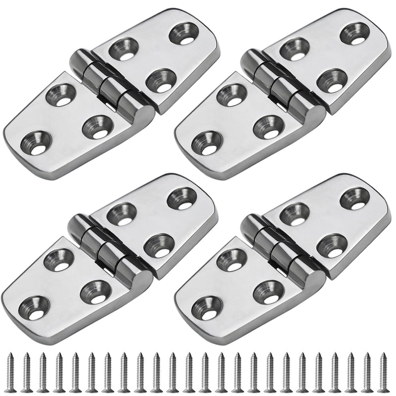 Stainless Steel Hinges Marine Grade 3" x 1.5" Boat Hinges Cast Solid 316 SS Mirror Polished Butt Hinges 76 mm x 38 mm with Screws for Boat, RVS (4 Pack) 4 Pack