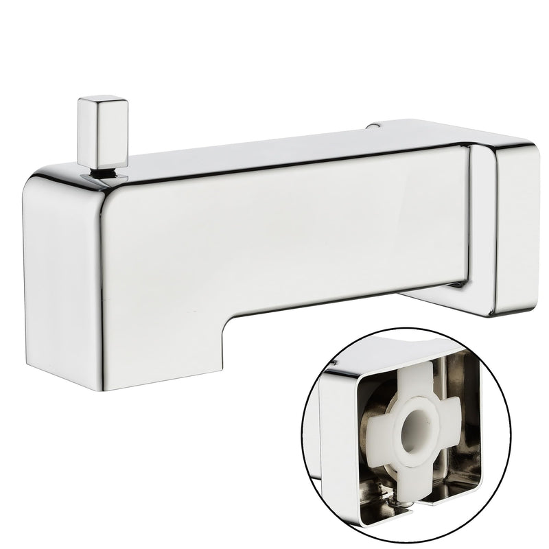 Kedra Bathtub Spout with Diverter, 5.9 Inch Slip-On Diverter Tub Spout, Replacement Bath Tub Faucet for 1/2" Copper Water Tube, Polished Chrome