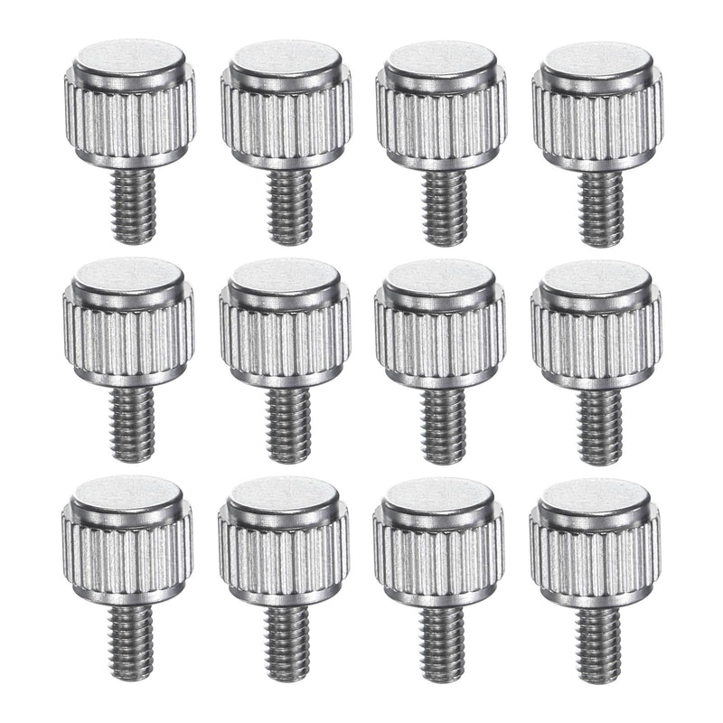 HARFINGTON 12pcs Knurled Thumb Screws M2.5x5mm Stainless Steel Locking Screws Round Flat Head Knob Bolts for Slide Caliper Measuring Tool Accessories, Silver