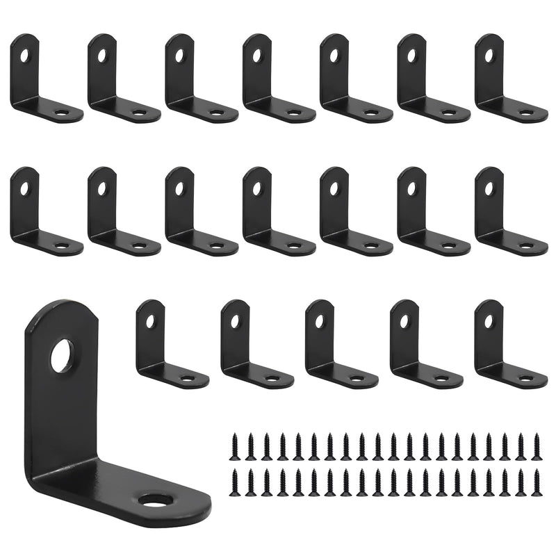 jose2015 20PCS L Brackets Corner Brace 90 Degree Metal Corner Brackets for Shelves Dressers Chairs with Screws 1.1 x 1.1 inch (30*30mm) Black 30*30-Black-20x