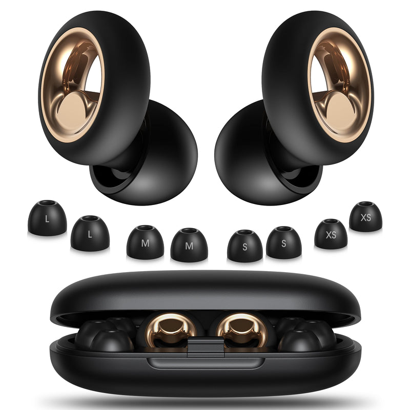Ear Plugs for Sleeping Noise Cancelling, Soft Ear Plugs for Concert, 45dB Reusable Ear Plugs for Noise Reduction with 8 Ear Tips, Silicone Hearing Protection Earplugs for Sleep, Work (Black) Black
