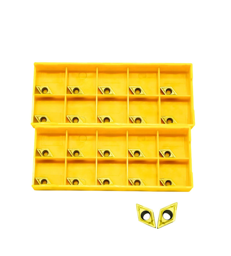 Carbide Inserts for Lathe Tool Holder - 10PCS DCMT21.51 Indexable Solid Carbide Turning Insert Blade 20PCS DCMT070204 yellow