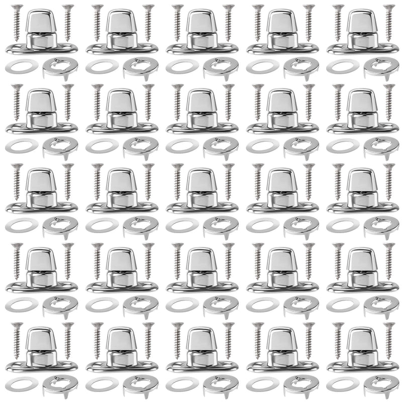 25 Set Canvas Twist Lock Fasteners, Marine Grade Hurricane Grommet Fasteners, Rustproof Zinc Alloy Turn Button Eyelet and Stud Mounting Screws for Ships Yachts Fishing Boats- Silver