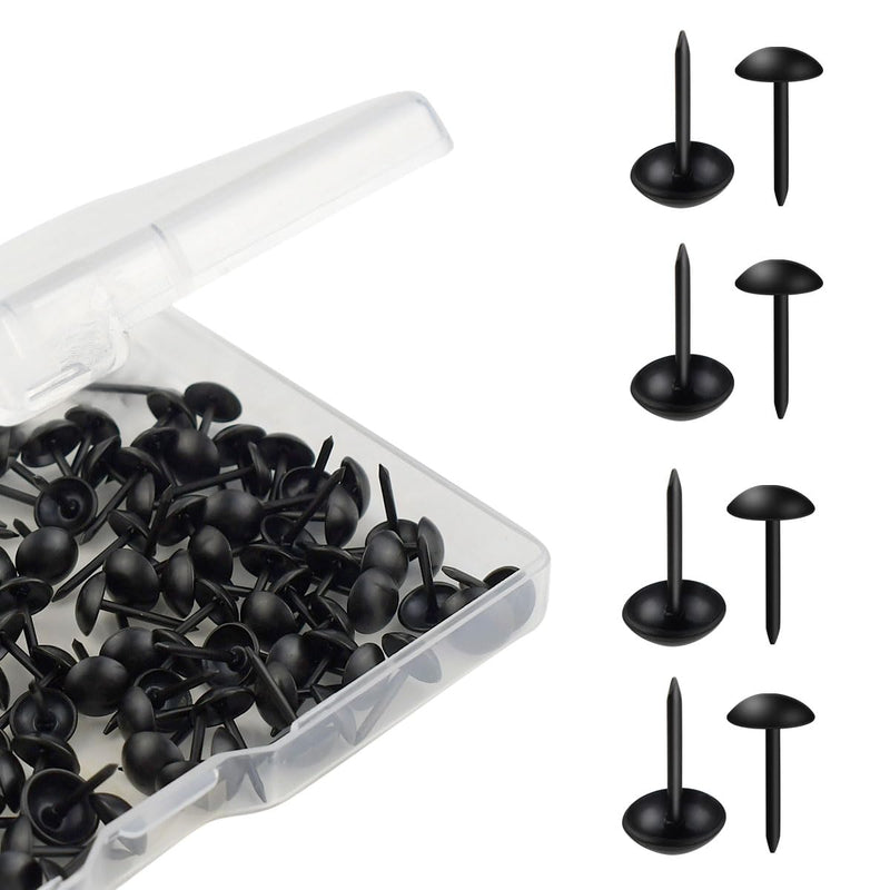 100 Pcs Black Upholstery Tacks Furniture Tacks Decorative Upholstery Nails Metal Thumb Tacks Round Head Upholstery Pins for Cork Board DIY Projects Home Decor Upholstered Sofa Decorative Nails