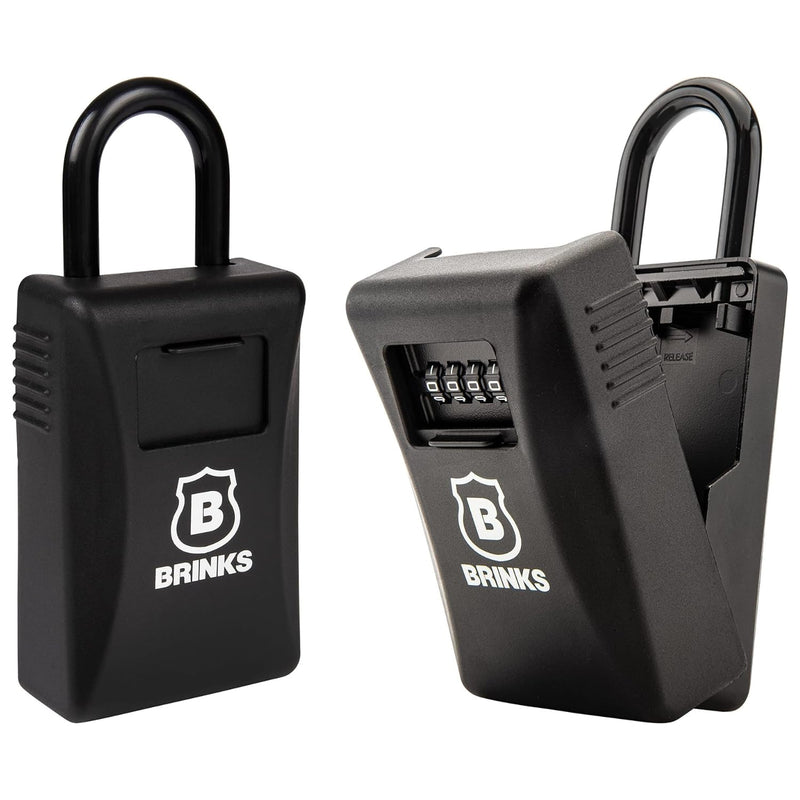 BRINKS - 79mm Outdoor Lock Box - for Indoor and Outdoor Use, Weather Resistant - 4-Dial Resettable Combination - Increased Security with Hardened Steel Shackle, Black (New Model, 2PK) New Model