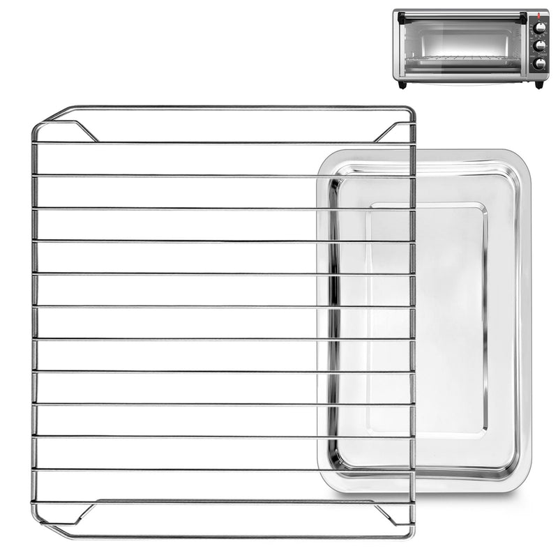 GCQ 2PCS Convection Toaster Oven Replacement Tray Rack for BLACK+DECKER 8 Slice Extra Wide Convection Toaster Oven,Food Grade Accessories Parts Grill Pan Rack Tray Crisper Plate,Dishwasher Safe
