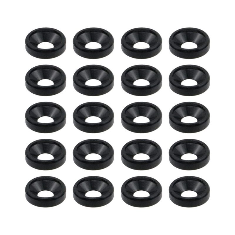 M3 20Pcs Finishing Countersunk Washers, Anodized Aluminum Alloy, Head Washers Gaskets Cup Shim,Black Black