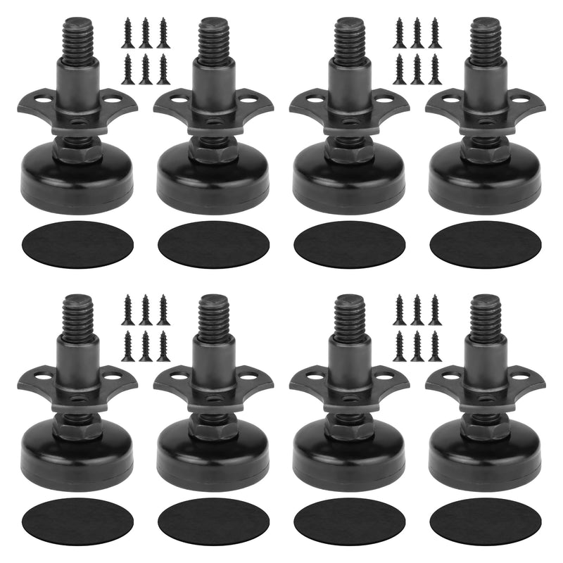 FivePears Heavy Duty Adjustable Furniture Levelers, 2640Lbs Max Support of 8pcs, Furniture Leveling Feet for Sofas, Cabinets, Tables, Chairs, Workbench, 3/8”-16 Thread T-Nut Kit, Black 1