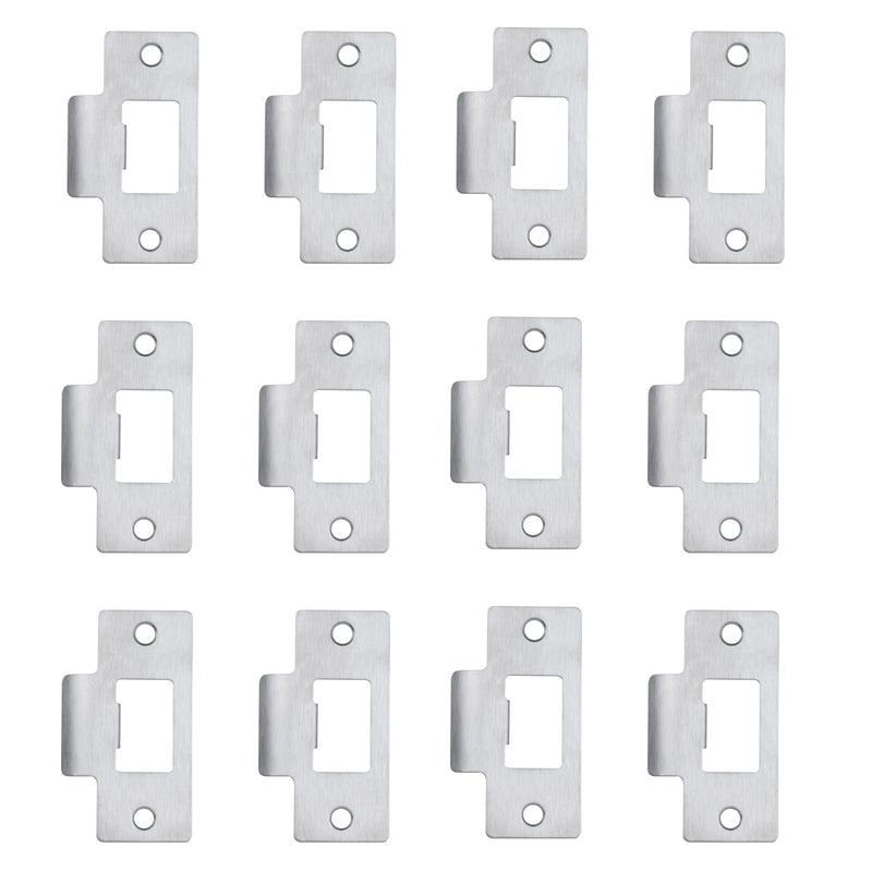 12PCS Universal Door Strike Plate，Replacement Lock Strike Plate T Strike Deadbolt with Screw，Stainless Steel Deadbolt Covers Door Reinforcement Kit for Interior Exterior Door Use(Silver) 12