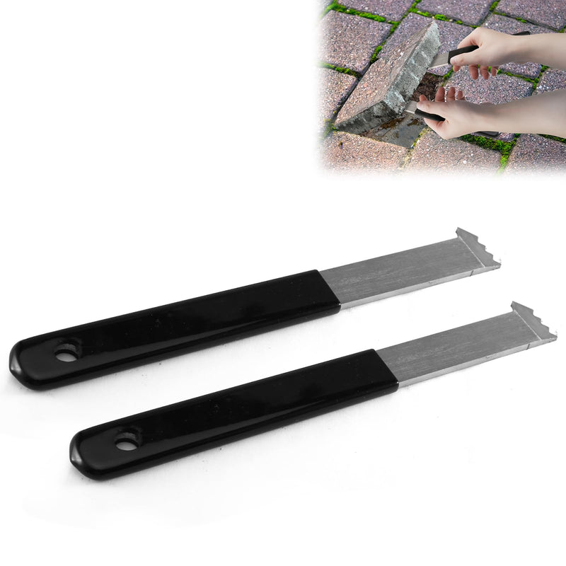2 Pcs Paver Removal Tool Set with Double Joint Scraper, Micro-Tooth Groove & Non-Slip Rubber Handle - Perfect for Lawn,Garden,Brick,Patio, Block & Paver Replacement. strip