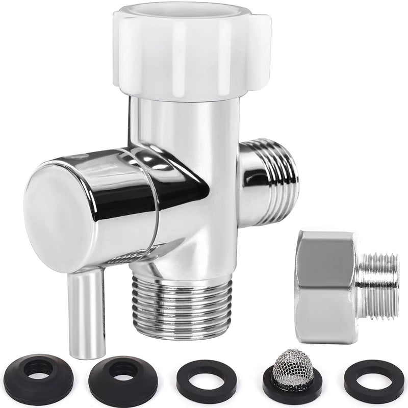 Bidet T Adapter,Juvaeny 3 Way T Valve Adapter for Bidet 7/8'' X 7/8'' X 1/2'', Toilet Shut Off Valve with Tee Connector Bidet Attachment for Handheld Toilet