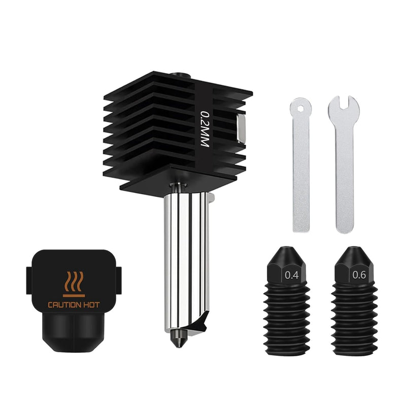A1 Mini/A1 Hotend 0.2MM Print Head Kit Hot End Upgrade High-Temperature Heated Extruder with Extra 0.4MM 0.6MM Harened Steel Nozzle Wrench Tool for Bambu Lab 3D Printer Accessories 0.2MM A1/A1 Mini Hotend