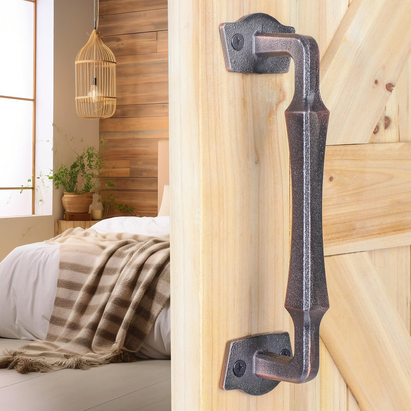 Sliding Barn Door Handles, 10 Inch Heavy Duty Rustic Design Barn Pull Handle, for DIY Sliding Barn Door, Gate, Shed, Garage | Square Solid Metal Material, Oil Rubbed Bronze Finish 10 Inch Barn Door Handles ORB