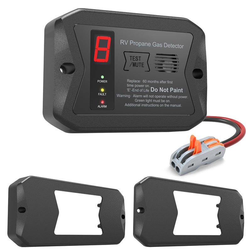 RV Propane Gas Detector, Digital Propane/LP Gas Alarm-12V DC for Motorhome Travel Trailer, Motor Coach, Truck Camper, (R501 Black)