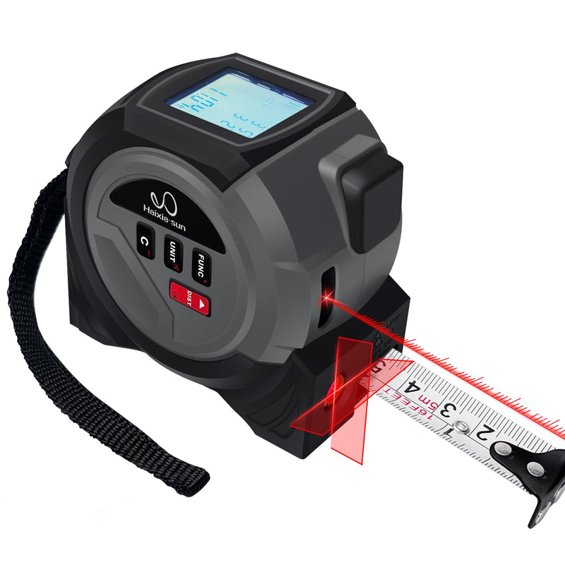 3 in 1 Laser Tape Measure with Level | 131ft/40M Laser Distance Meter Display On Backlit LCD Screen with 16ft/5m AutoLock Measuring Tape | Ft/Inch/Fractions/M/mm (Black 3in1 Laser)